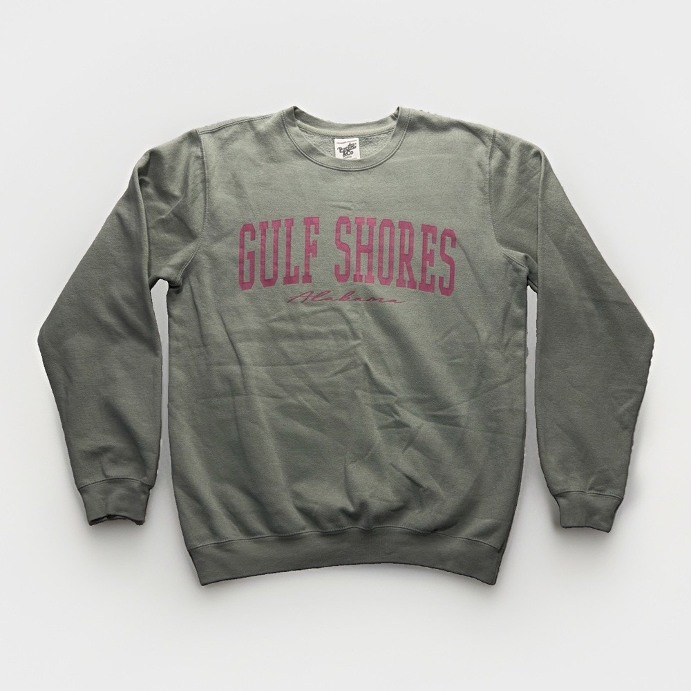 Pacific & Co Sweatshirt Mens L Green Fleece Gulf Shores Alabama Crewneck Travel